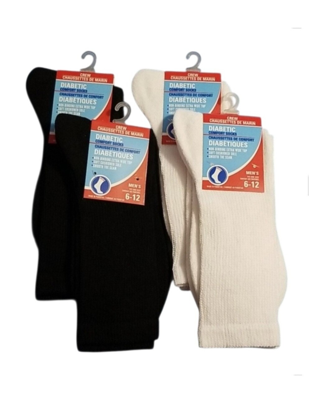 NEW 4 Pair Men's Diabetic Comfort Crew Socks